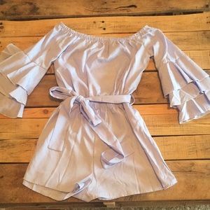 Off the shoulder bell sleeve romper